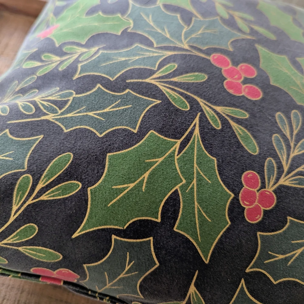Target Holly Berry Christmas Throw Pillow with Black Tassels – Holiday Decor